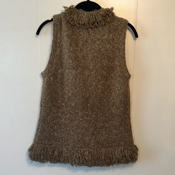 Anthropologie Sleeping on Snow Brown sweater vest, small, fringe detail - Picture 5 of 5